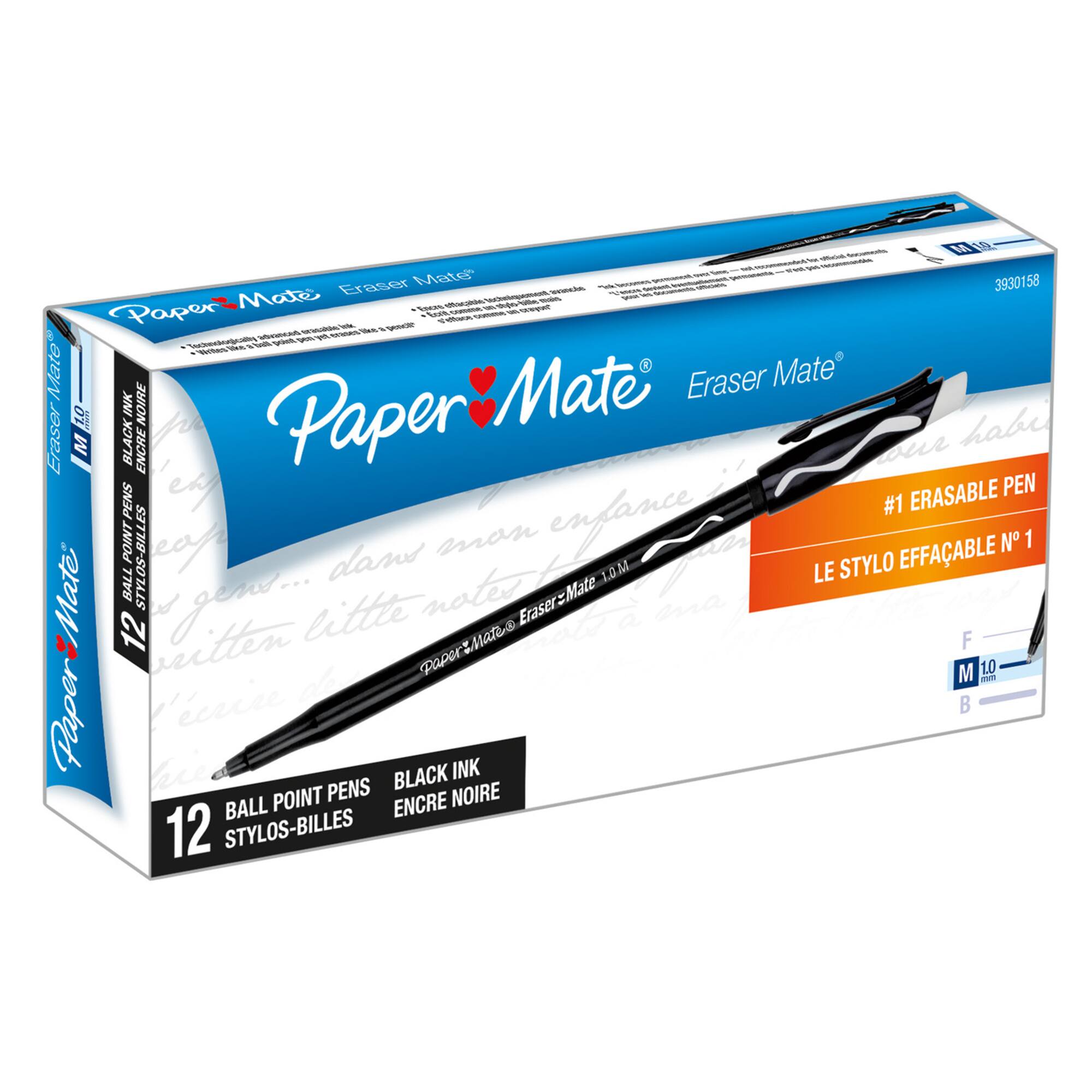 Paper Mate® Eraser Mate® Black Pen, 2 Packs of 12
